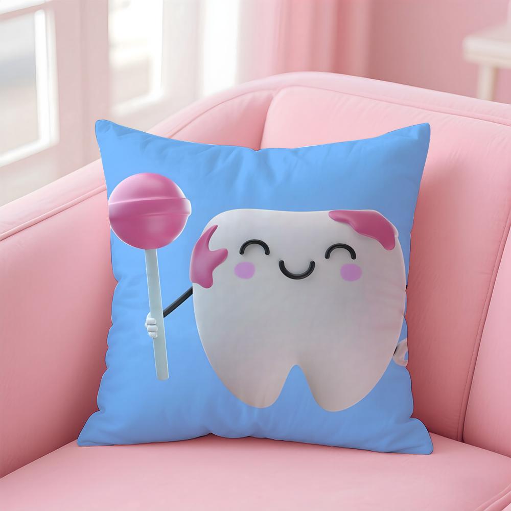 Cartoon Funny Teeth Anime Cushion Cover Pillow Case Soft Skin Friendly Fabric Concealed Zipper