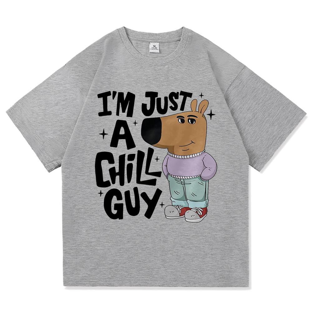 Я просто расслабленный парень Футболки Летняя мода Мужская/Женская Эстетичная Смешная Милая Футболка Высокое качество Мультяшная Винтажная Хлопковая Футболка