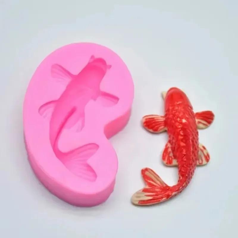 1 шт. 3D Животное Креативная Счастливая Рыба Кои Силиконовая Форма DIY Формы для Шоколада и Конфет Инструмент для Украшения Выпечки Тортов Форма для Свечей и Мыла