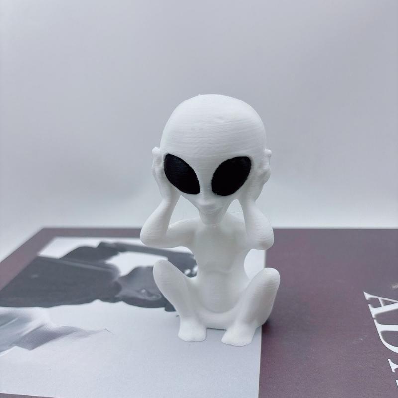 3D-печатные инопланетные украшения, Не слушай, не смотри, не говори, Причудливые статуэтки инопланетян, Фантастические украшения для космической комнаты
