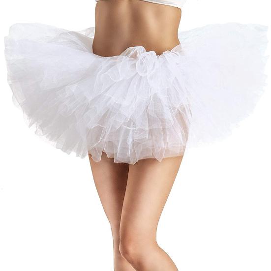 Women Mesh Tutu Skirt Lady 5 Layers Tulle Princess Skirts with Elastic Band Adult Female