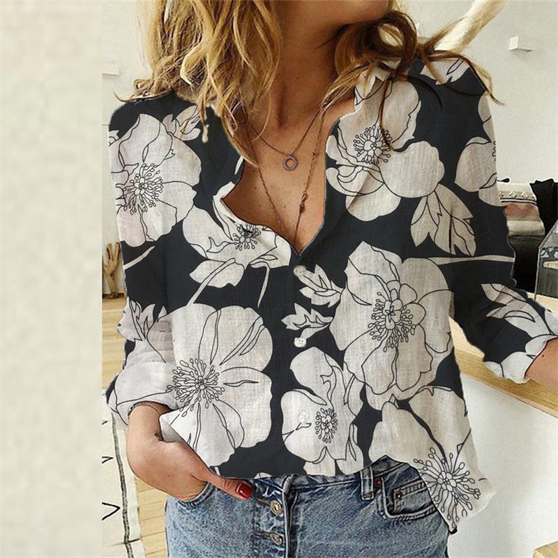Women Shirts Spring Fall Long Sleeve Lapel Button Up Oversized Shirt Ladies Casual Plus Size Blouse Top White Black