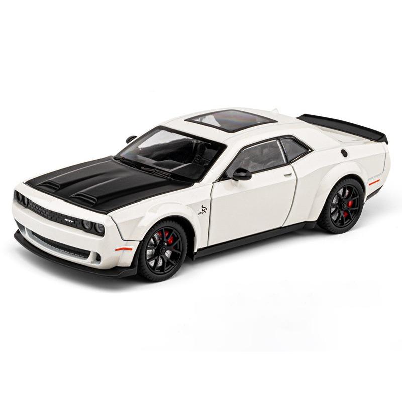 1/24 Dodge Challenger Hellcat Redeye SRT Alloy Sports Car Model Scale Car Diecast Metal Vehicle Sound and Light Childrens Toy Gifts