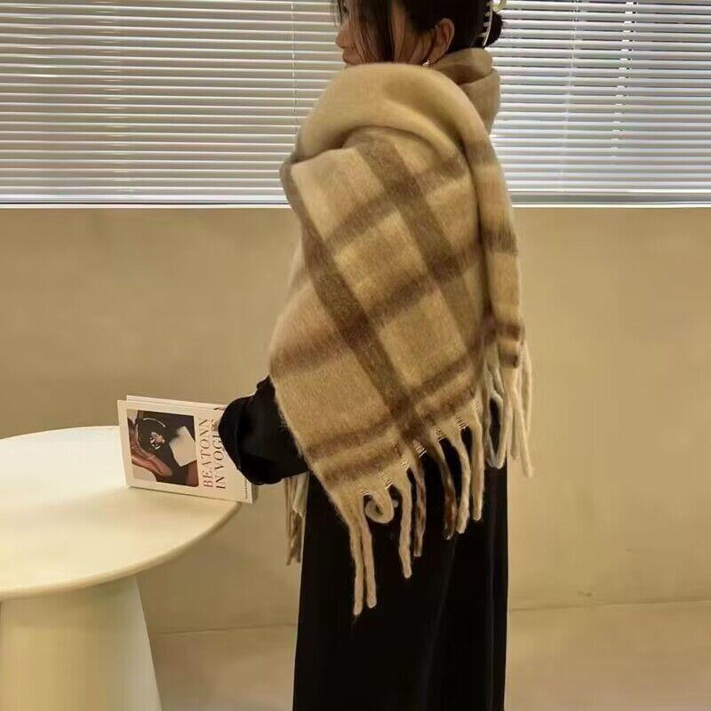 Imitation Mohair Scarf Female Winter Student Warm Versatile Fashion Patch Scarf Shawl Male