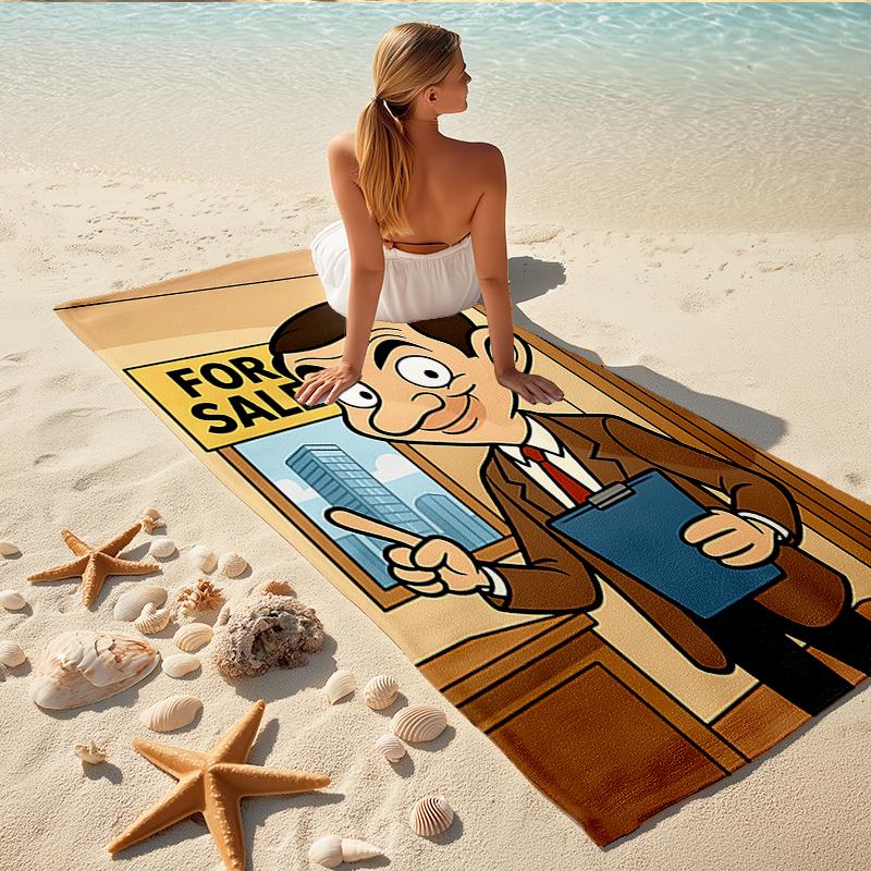 1Pc Mr Bean Property Beach Towel, Quick Dry, Multi-Use for Beach Pool Gym Yoga Home Travel, Christmas, Halloween, Xmas Gift M929409
