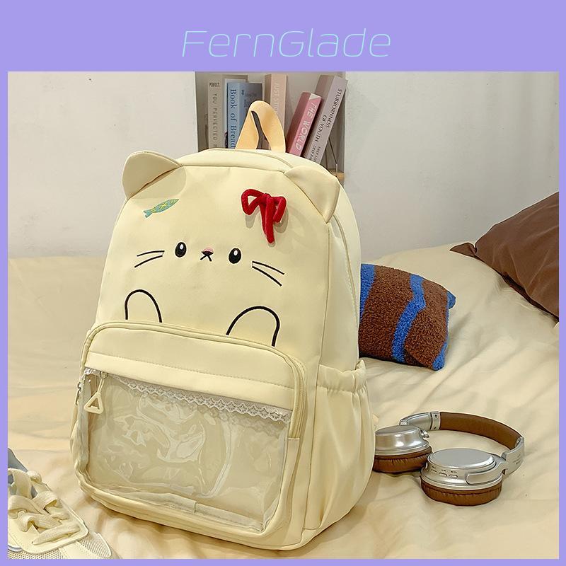 Bow Cute Cartoon Backpack For Teens With Nylon Material For Daily Use