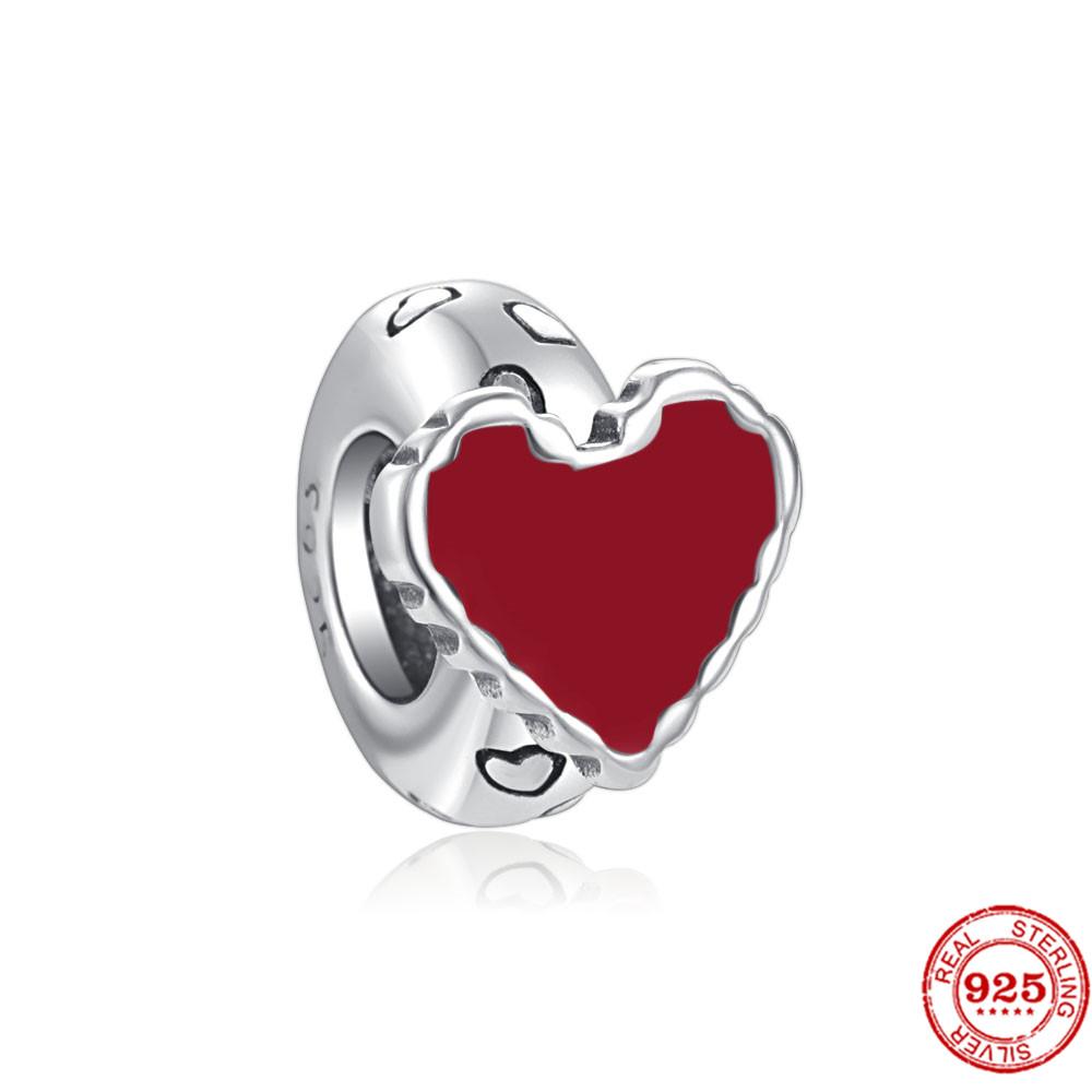 925 стерлингового серебра DIY ювелирные изделия помада высокие каблуки любовь сердце гантель яблоко шарм браслет из бисера