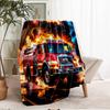 fire truck Theme Printed Blanket - Perfect for Couch, Bed, Travel & Outdoor Use | Machine Washable, Cozy & Durable.
