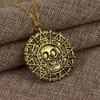 Fashion Caribbean Necklace Jack Sparrow Aztec Coin Medallion Vintage Gold Bronze Silve Pendant