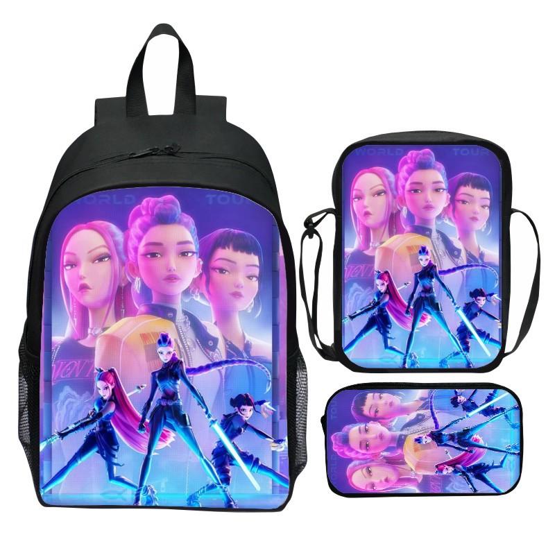 Новый принт Hunter Demon Girl Group Huntrix Kpop набор из трех предметов школьный портфель мультяшный рюкзак для начальной школы для мальчиков и девочек CLE