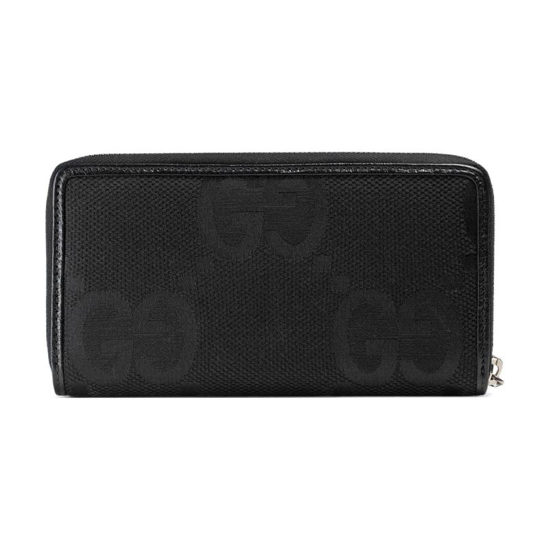 Gucci Jumbo GG pattern printed zipper canvas patchwork canvas bag wallet men's black
