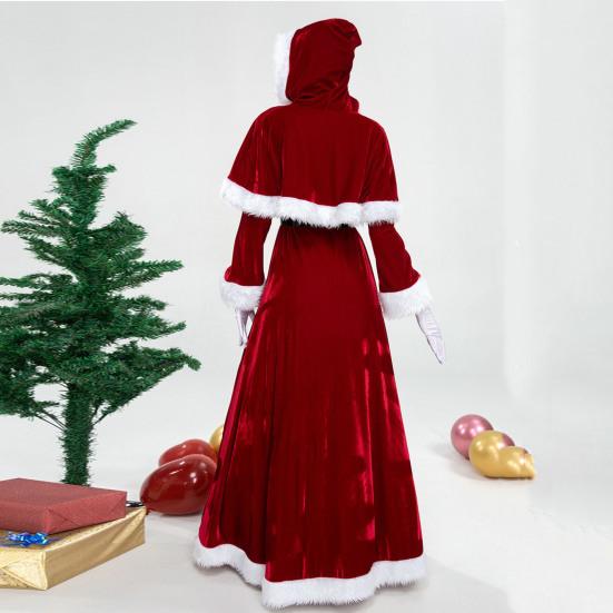 Рождественский костюм с большим подолом, легкая классическая красно-белая лоскутная праздничная одежда Санта-Клауса, мягкая праздничная одежда