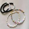 100PCS White Bead Alphabet Beads Colorful Letter Round Letter Beads Vowel Letter Beads  DIY Bracelet