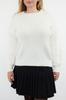 Women's Fashion Stylish Plus Size Sweater Navy Blue Crew Neck Soft Textured Knitwear Sweater