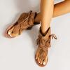 Plus-size Cool Boots 2024 Selling Retro Comfortable Flat Women Sandals with Fringe Hollowed-out Sandals Women