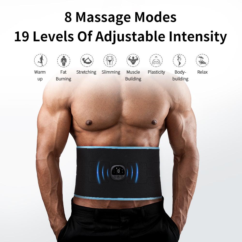EMS Muscle Stimulator Abs Abdominal Trainer Toning Belt USB Recharge Body Belly Weight Loss Home Gym Fitness Equiment Unisex