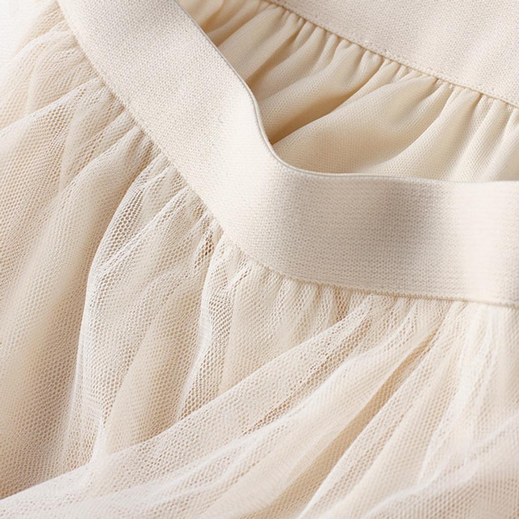 Женская модная повседневная однотонная юбка с высокой талией и оборками из сетки длиной до пола