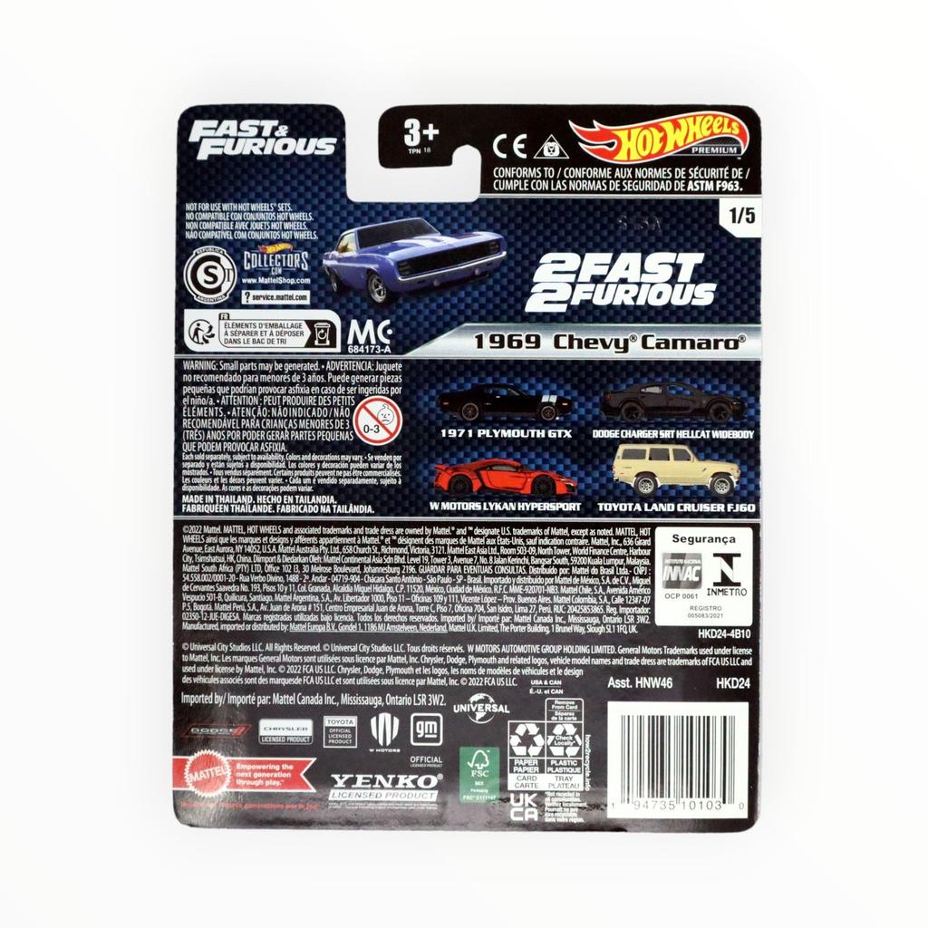 Hot Wheels 1969 Chevrolet Camaro из Форсажа, 1/5 [Синий]