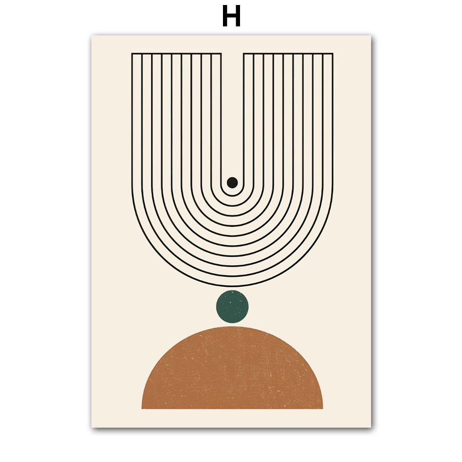 Бохо Геометрические фигуры Листья Солнце Постеры и принты Холст Картина Скандинавские абстрактные настенные картины Гостиная Домашний декор
