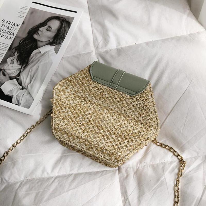 Сумка женская мода 2019 PU кожа + солома, цвета в ассортименте