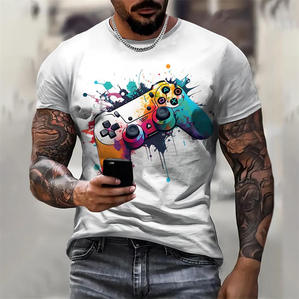 Ретро мужская футболка с рисунком в стиле рок, 3D-печать, модная летняя повседневная футболка с коротким рукавом и круглым вырезом, черные белые классические футболки