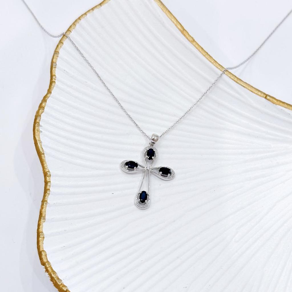 Серебряное колье с натуральным сапфиром 1.152ct, вес изделия 3,88 гр (2167631)