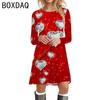 Новое платье в стиле Дня святого Валентина 3D-принт красочного сердца Модное женское весеннее платье с длинным рукавом и круглым вырезом Повседневное платье