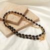 80cm Agate Beads Long Necklace For Women Stainless Steel 18K Gold Plated High Quality Women's OT Button Sweater Chain Necklaces