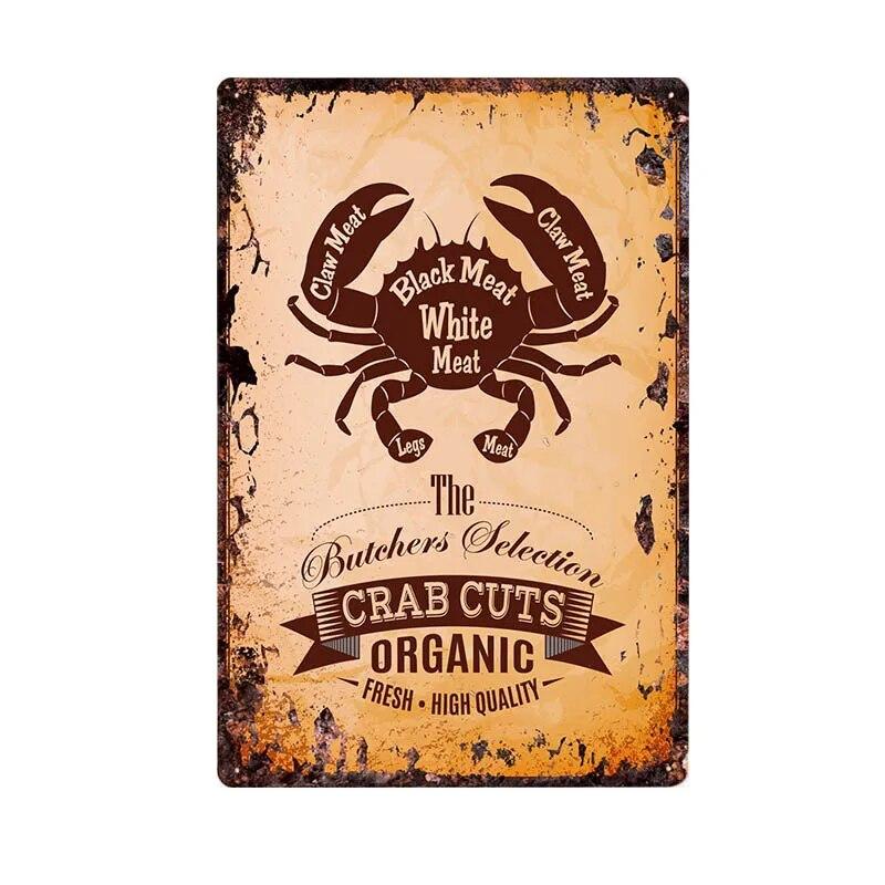 Butcher Shop Vintage Metal Sign Kitchen Poster Beef Pig Duck Meat Cuts Collection Guide Retro Wall Plaque Painting Craft 20x30cm