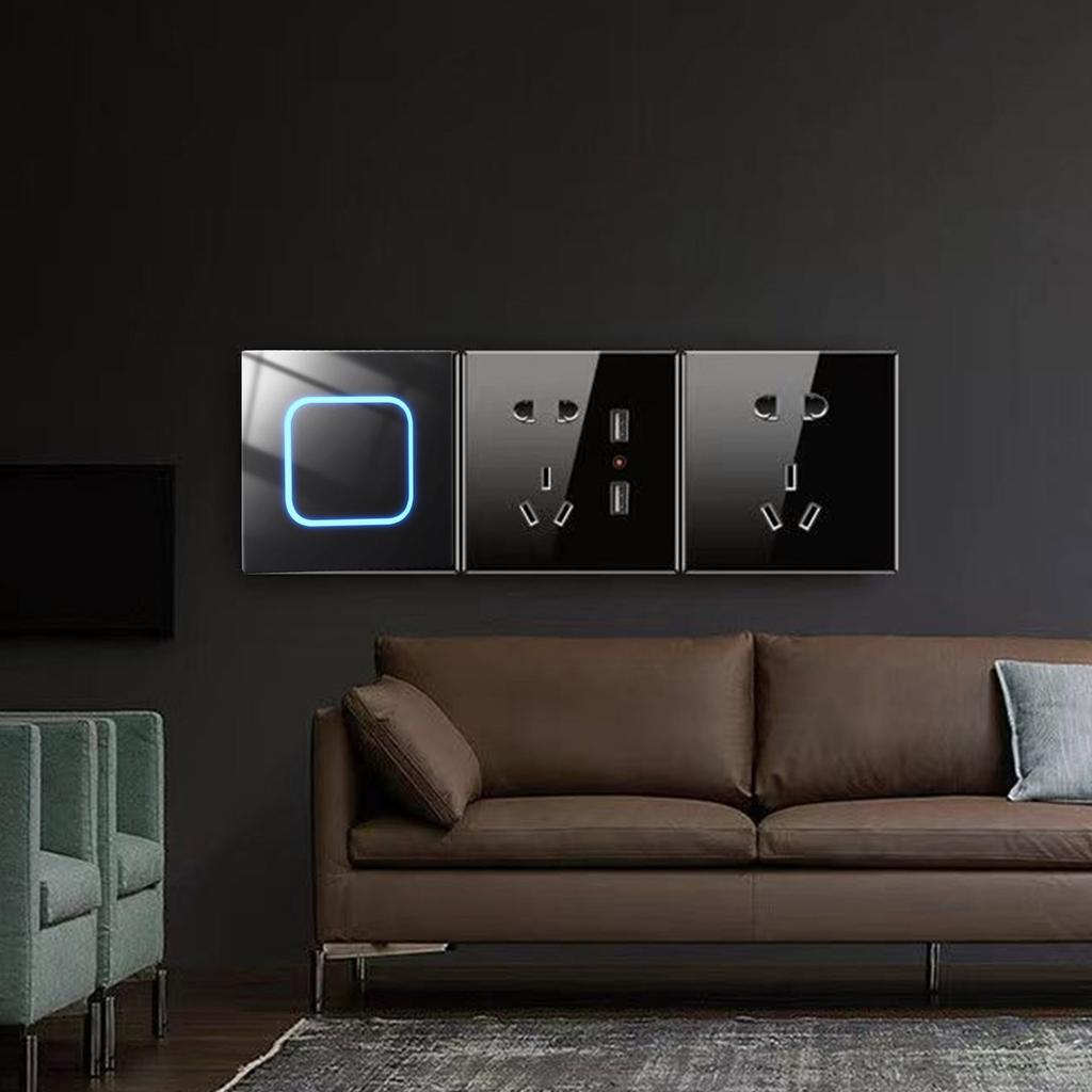 Настенные кнопочные выключатели из закаленного стекла, настенные кнопочные выключатели света, светодиодные индикаторы, точка сброса, силовые выключатели, долговечные