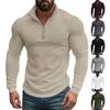 Retro Autumn/Winter Men's Half-Zip Small Check Casual Stand-Up Collar Long-Sleeved Sweatshirt