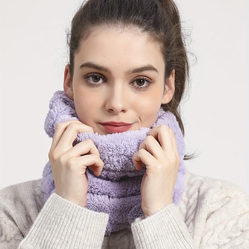 Искусственный мех плюшевый бесконечный шарф однотонный мягкий шейный гетр милый простой утеплитель для шеи лыжная маска для женщин повседневное использование зимой на открытом воздухе