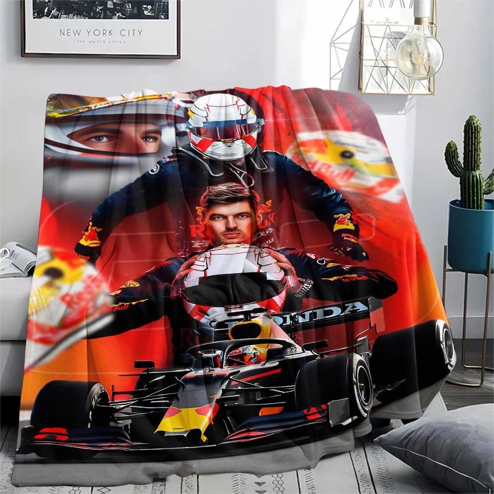 1 шт. Фланелевое одеяло с принтом Макса Ферстаппена, Высококачественное, Для всех сезонов, Декор для дома, Тепло и комфорт, Идеально для рождественских подарков