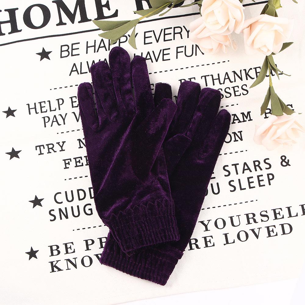 Winter Outdoor Warm Solid Women Soft Elastic Driving Gloves Full Finger Mittens Gold Velvet Gloves