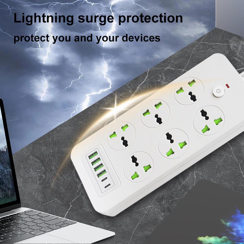 2500W/3000W Power Strip 2M Universal Extension Cord Socket 3/4/6 WAY UK Plug Fast Charging Power Board