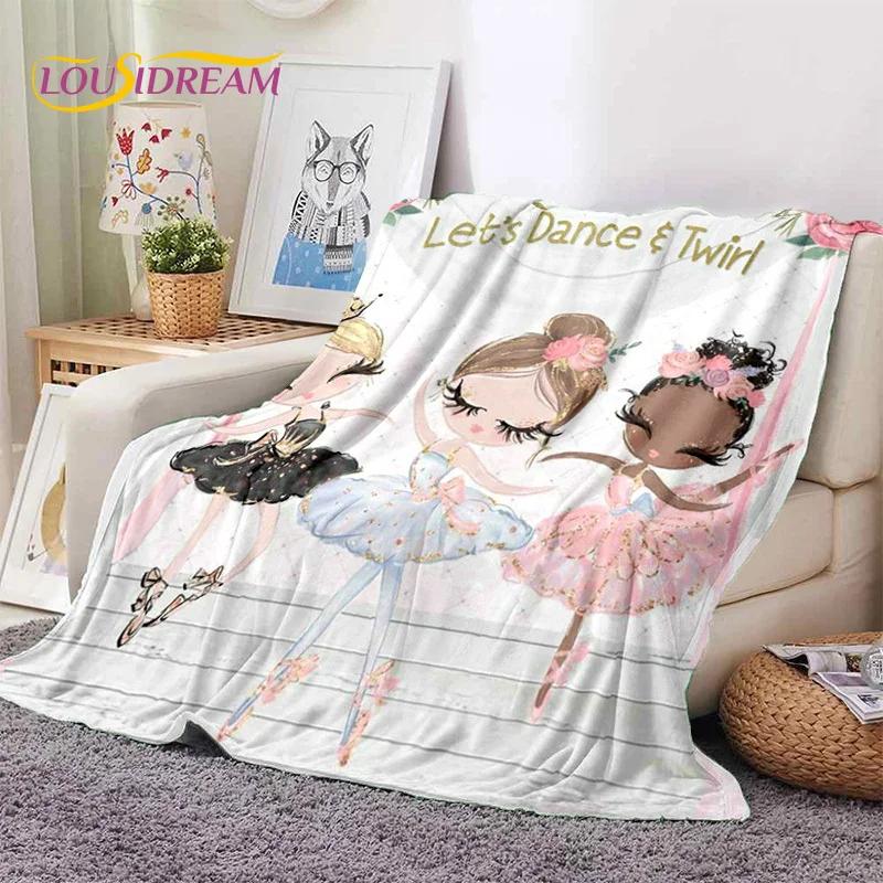 Милая балерина, фея, мультяшное мягкое флисовое одеяло для кровати, спальни, дивана, пикника, плед для отдыха на открытом воздухе, подарок