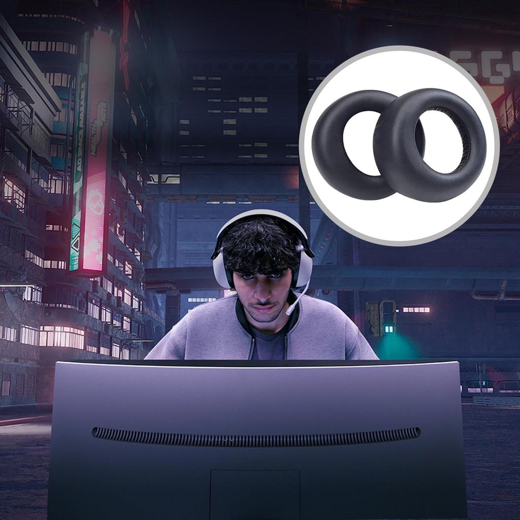 Pulse 3D Ear Pads Replacement PS5 Headset Ear Pads for Sony PS5 Pulse 3D with Ear Pads Noise Isolation Memory Foam Soft Protein Leather & (Black)