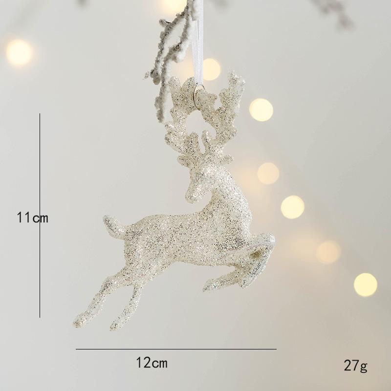 New Christmas Tree Decorations Pendant Xmas Tree White Elk Snowflake Ornaments Home Hanging Decoration 2025 New Year Party Decor