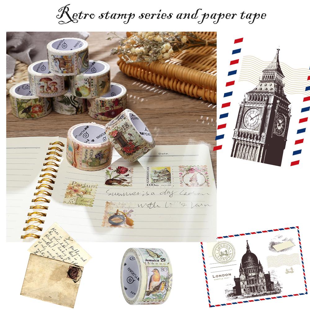 Diary Planner Decorative Scrapbooking Sticker Post Office Label Vintage Stamp Tape Washi Stickers