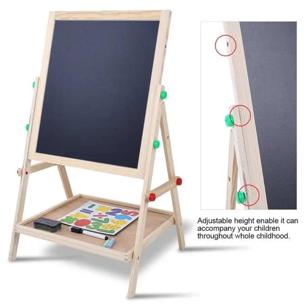 Multifunctional 2In1 Drawing Board Wooden Hanging Blackboard Double Side Blackboard For Kids