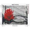 5D DIY Diamond Painting "red Tree and Bridge" Embroidery Full Round Diamond Cross Stitch Decor Gift
