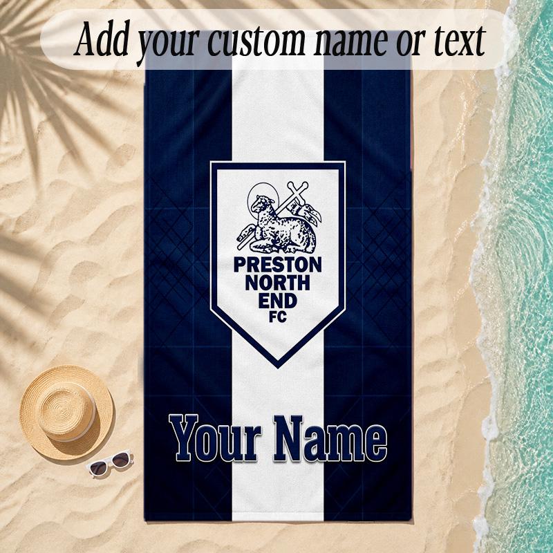 Beach TowelPreston North End Custom Name Text Personalized Soft Towel for Beach Pool Indoor Home Decor Gift