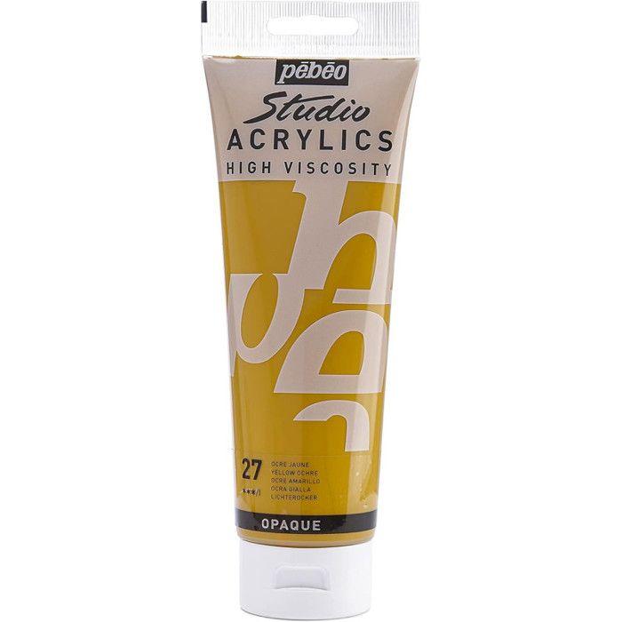 Peinture Acrylique - Pébéo - Ocre Jaune - 250 Ml - Satiné - Professionnel/Enfant