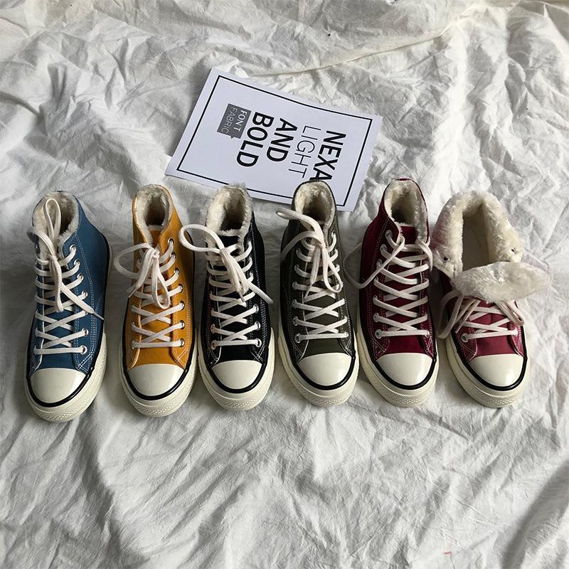 Ретро хлопковые туфли женские зимние студенческие бархатные черные высокие хлопковые туфли 88