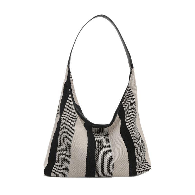 Маленькая свежая полосатая сумка-тоут, простая, корейский стиль, модная, большая вместительная сумка через подмышку, повседневная сумка для студентов колледжа