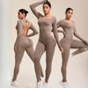 Seamless Sports Yoga Clothes One-piece Long-sleeved Peach Hip Trousers Running Fitness Exercise Pilates Quick-drying Clothes