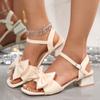 Fashion Large Size Solid Color Open-toe Sandals Women Summer New One-line Buckle Fashion Temperament Bow Knot Comfortable Women's Shoes