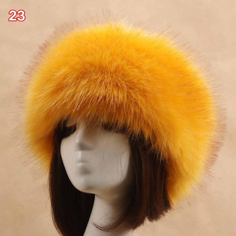 Outdoor Earwarmer Winter Thick Fluffy Faux Fur Women Russian Cap Headband Hat