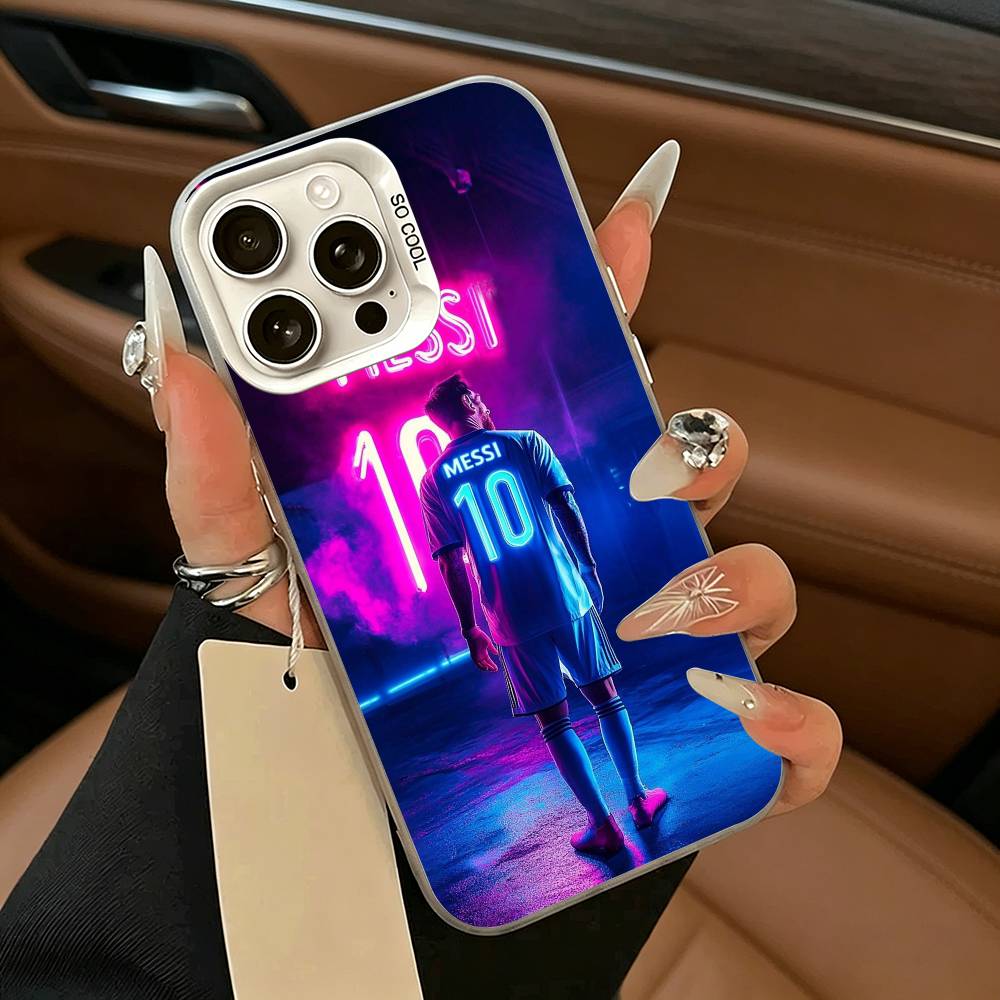 Чехол для телефона GOAT футболист М-месси Для iPhone 17,16,15,14,13,12,11 Plus,Pro Max,XS,бело-серебристый чехол для телефона