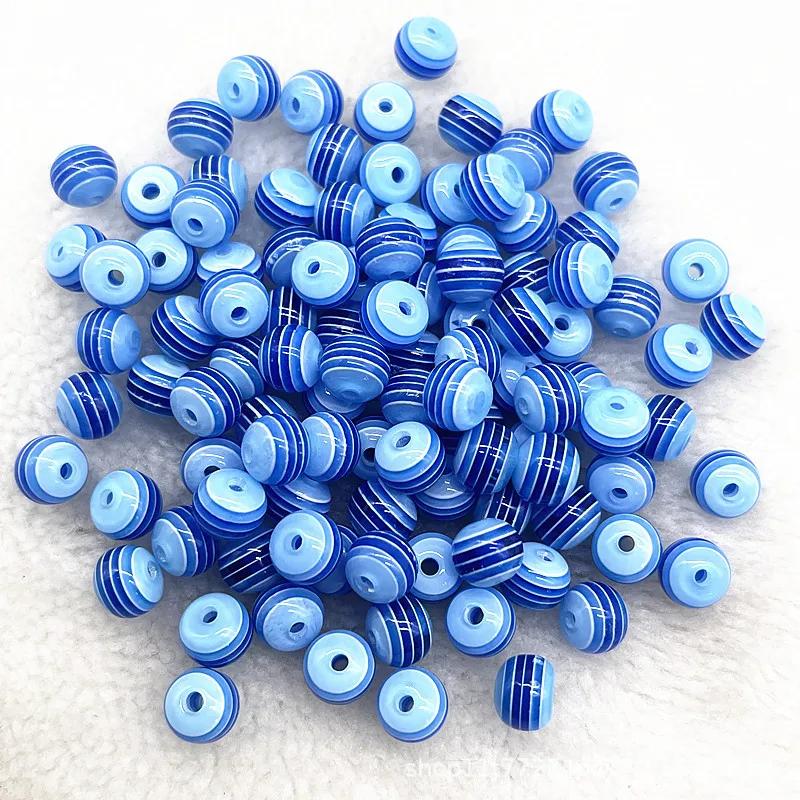 TX02 50pcs 8mm Gorgeous Round Transparency Loose Beads Stripe Jewelry Department DIY Affordable Bracelet Trend Accessories Beads